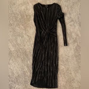 Midi Shiny Faux Wrap Dress